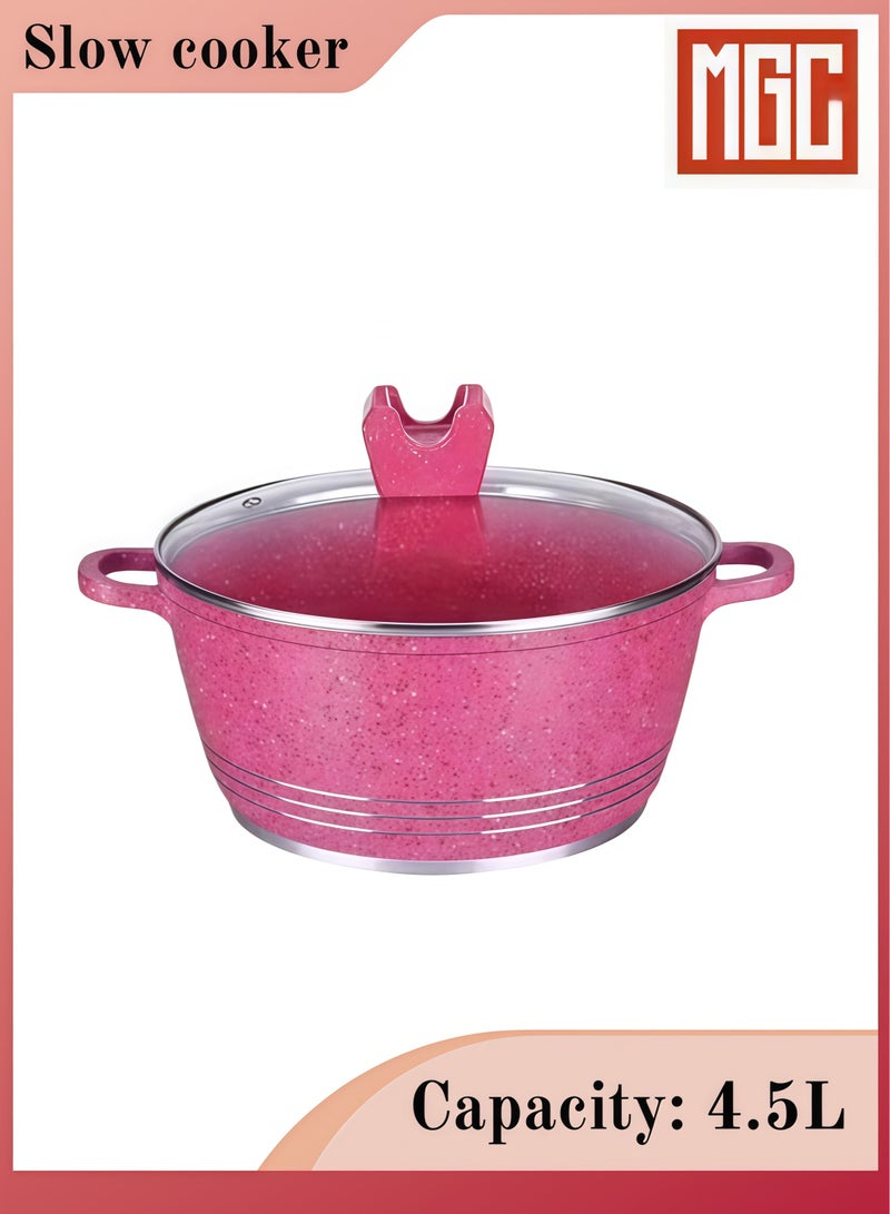 أم جاي سي طنجرة طهي بطيء، طنجرة طهي بطيء غير لاصقة، بمقبضين، مناسبة لجميع أنواع المواقد، قطعة واحدة - Image 1